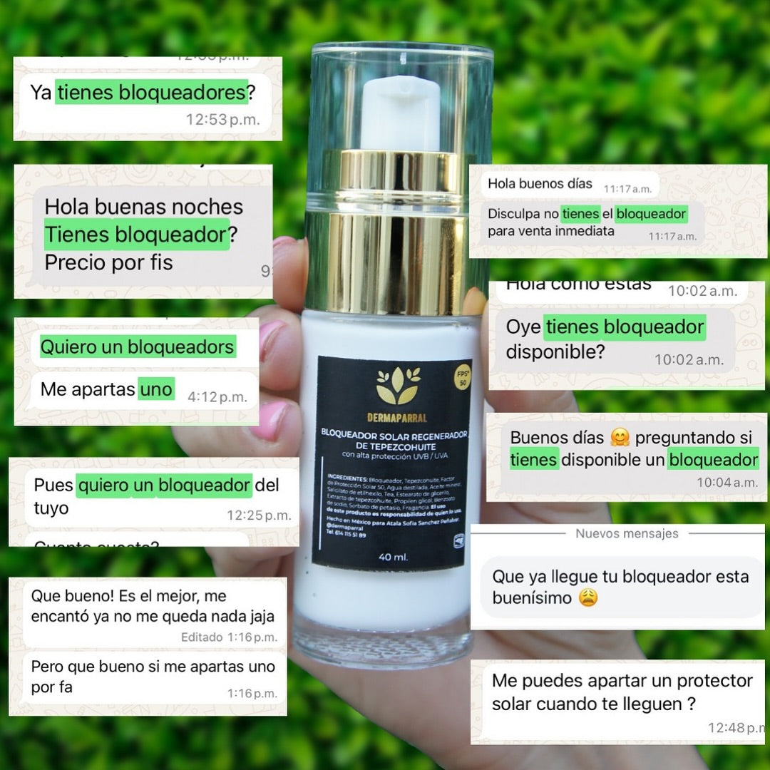 Bloqueador Solar Regenerador de Tepezcohuite 40ml